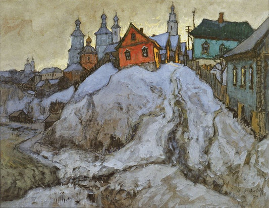 Evening in a Russian Village by Konstantin Gorbatov,16x12(A3) Poster