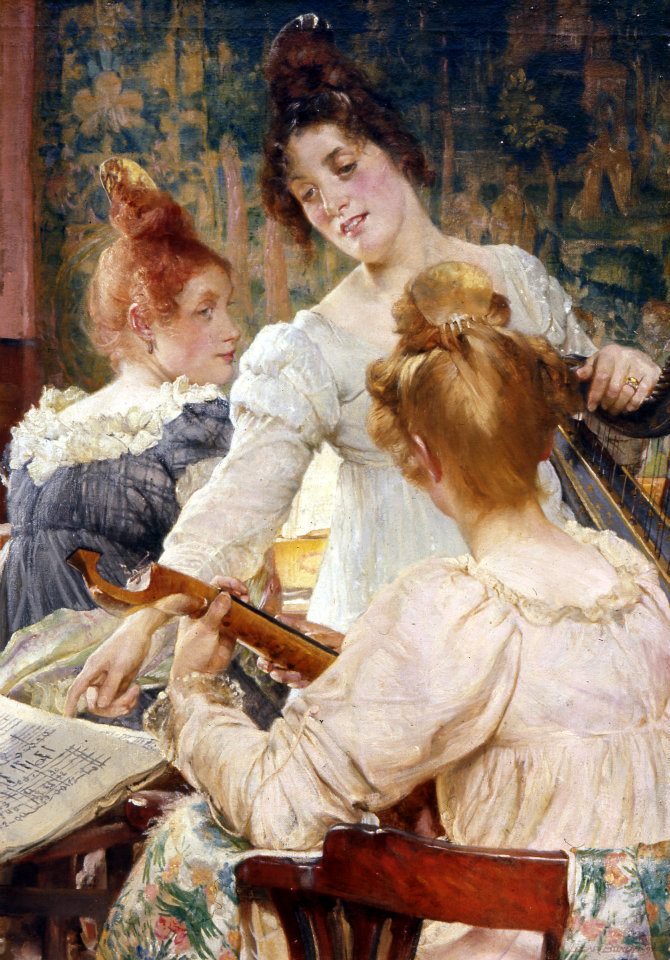 The musical trio, vintage artwork by Edgar Bundy, 12x8" (A4) Poster