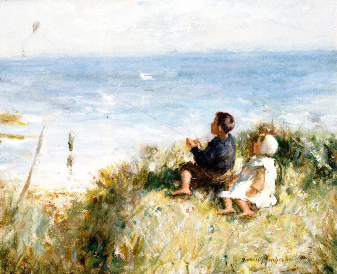 Flying the Kite, vintage artwork by Robert Gemmell Hutchison R.S.A. R.S.W., 12x8" (A4) Poster