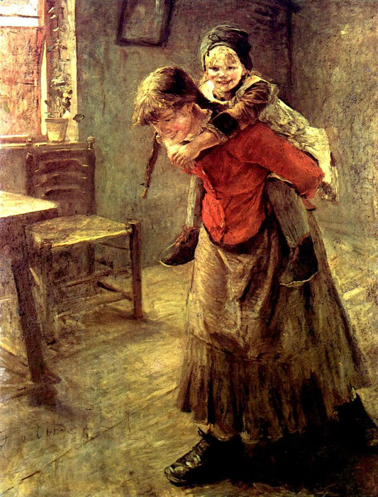 The Big Sister, vintage artwork by Fritz von Uhde, 12x8" (A4) Poster