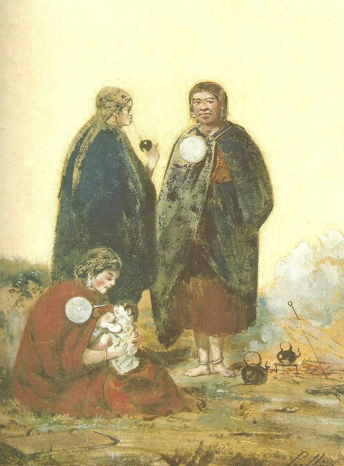 Indians of the Land of Fire, vintage artwork by Jean Leon Pallière, 12x8" (A4) Poster