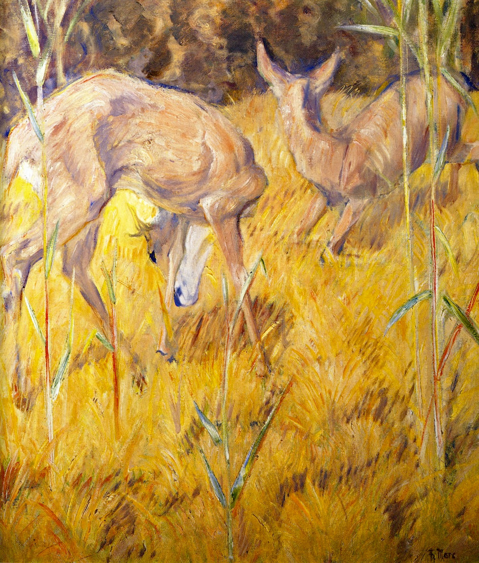 Deer in the Reeds, vintage artwork by Franz Marc, 12x8" (A4) Poster