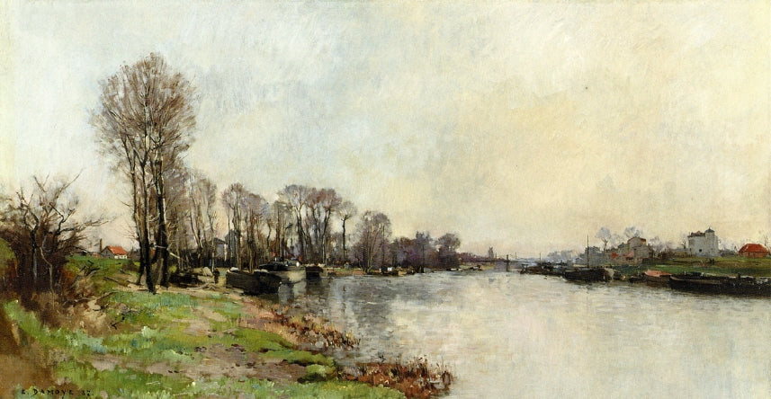 Banks of the River, vintage artwork by Pierre-Emmanuel Damoye, 12x8" (A4) Poster