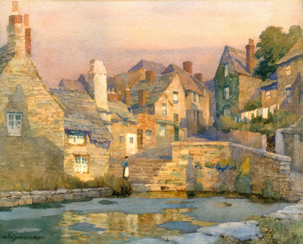 Evening, The Mill Pool, Swanage by Albert Moulton Foweraker,16x12(A3) Poster