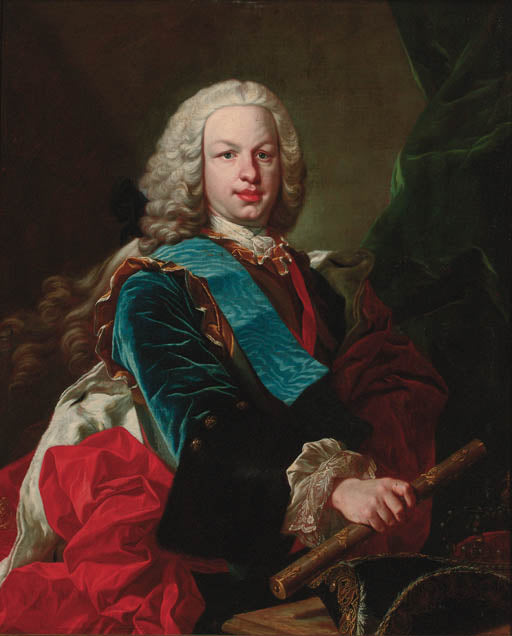 Portrait of a Nobleman, thought to be King Ferdinand VI of Spain, vintage artwork by Attributed to Jean-Baptiste Van Loo, 12x8" (A4) Poster