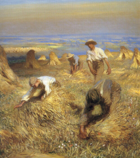 Harvesting the Sheaves, vintage artwork by Sir George Clausen, R.A., R.W.S., R.I., 12x8" (A4) Poster
