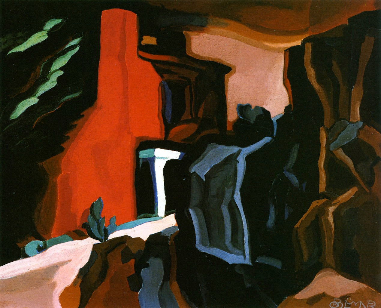 Red, Night Thoughts, vintage artwork by Oscar Bluemner, 12x8" (A4) Poster