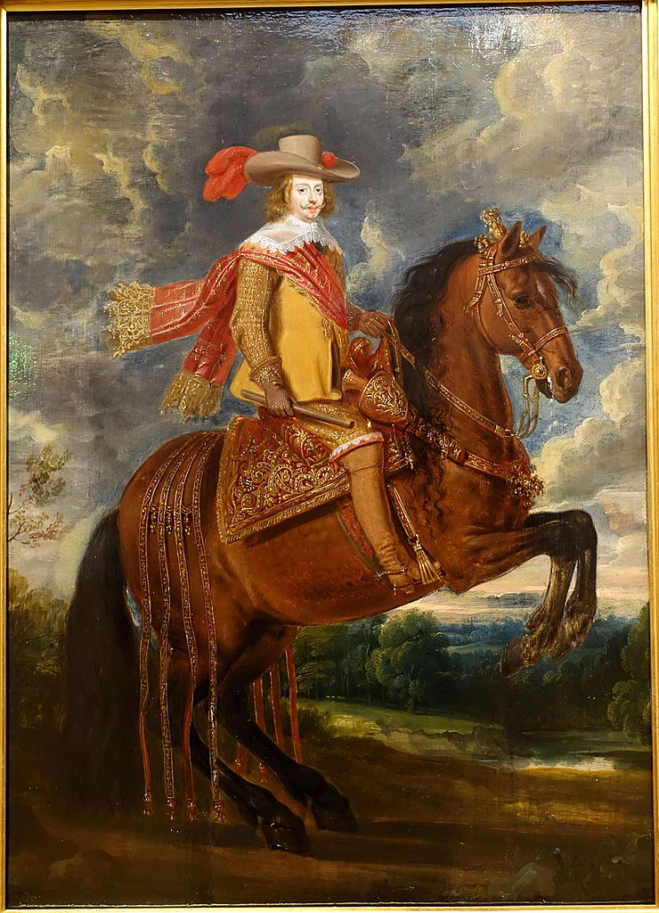 Equestrian portrait of Cardinal Infante Ferdinand of Austria, vintage artwork by Adam Frans van der Meulen, 12x8" (A4) Poster