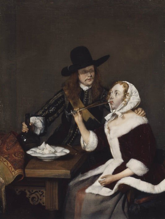 A Gentleman Pressing a Lady to Drink, vintage artwork by Gerard ter Borch, 12x8" (A4) Poster