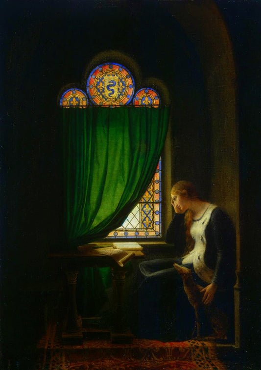 Valentine of Milan Mourning her Husband, the Duke of Orleans, vintage artwork by Francois Fleury Richard, 12x8" (A4) Poster