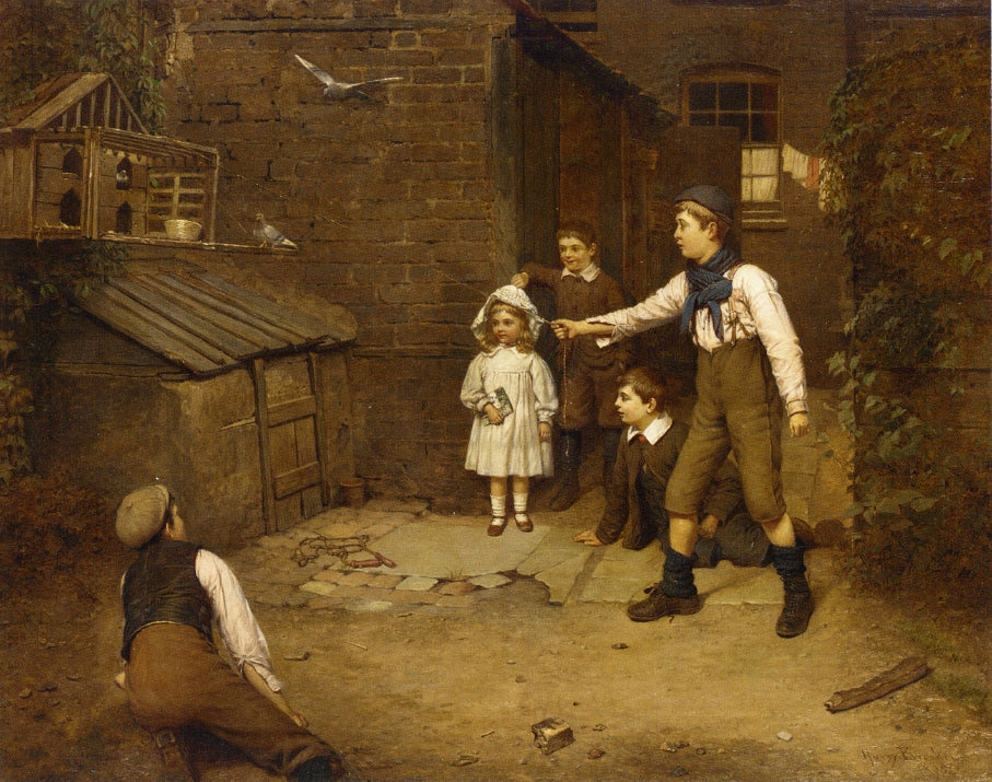 Training the Pigeons, vintage artwork by Harry Brooker, 12x8" (A4) Poster