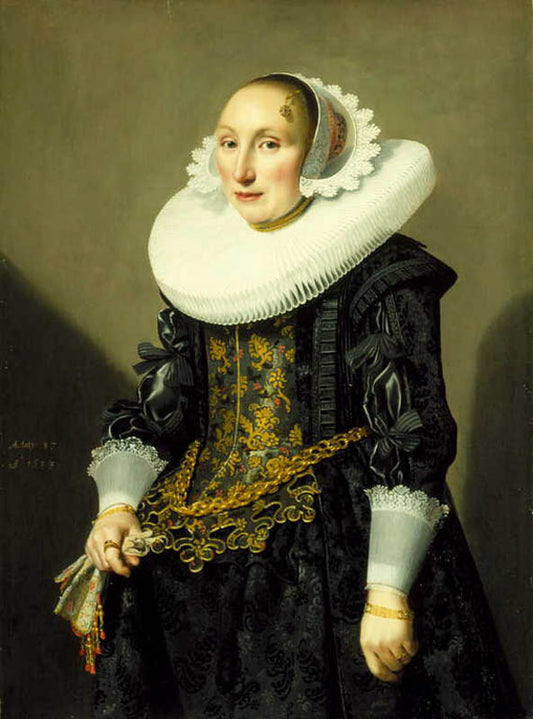 Portrait of Adriana van der Aa, vintage artwork by Jan Daeman Cool, 12x8" (A4) Poster