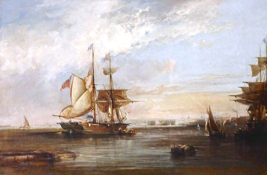 The Yacht 'Isabel' Lying off Deptford, vintage artwork by George Paul Chambers, Sr., A3 (16x12") Poster Print
