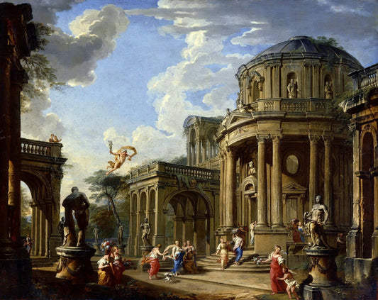 Hermes Appears to Calypso, vintage artwork by Giovanni Paolo Panini, 12x8" (A4) Poster