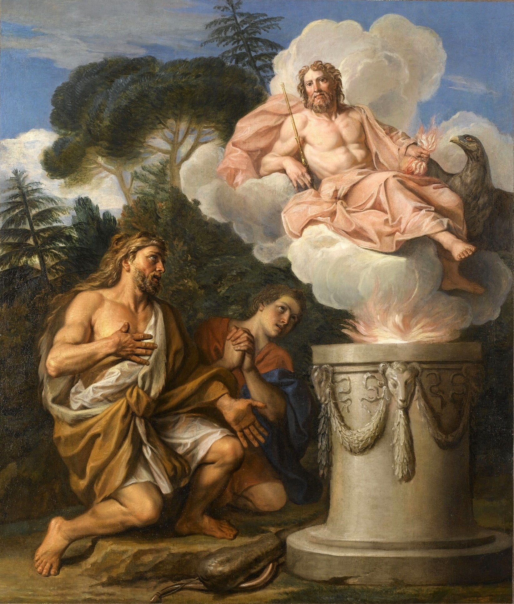 Story of Hercules - Hercules Making a Sacrifice to Jupiter, vintage artwork by Noël Coypel I, 12x8" (A4) Poster