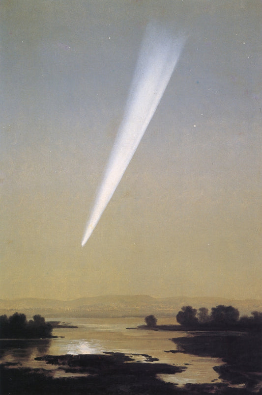 Gran cometa de 1882, vintage artwork by Jose María Velasco, 12x8" (A4) Poster