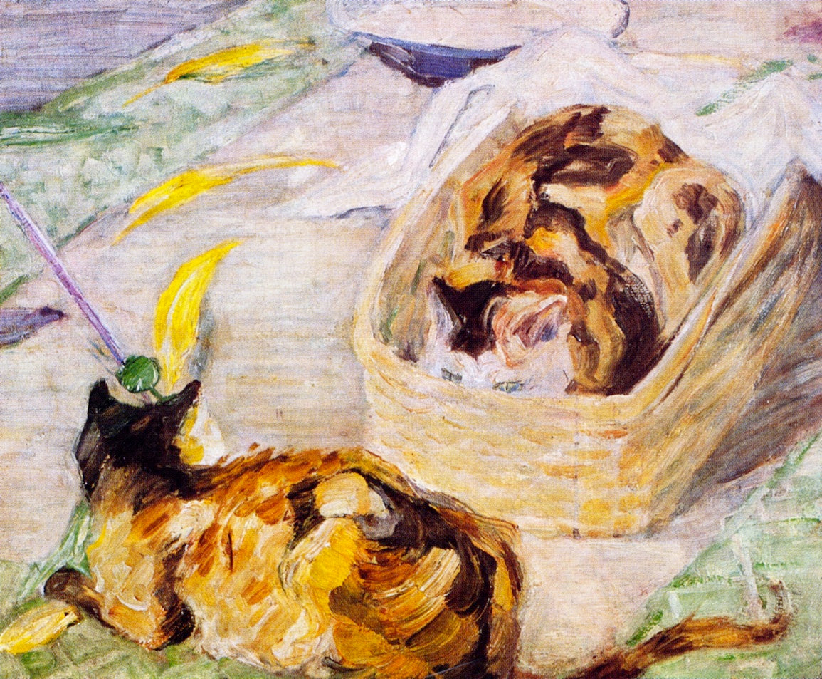 Cat Basket, vintage artwork by Franz Marc, 12x8" (A4) Poster