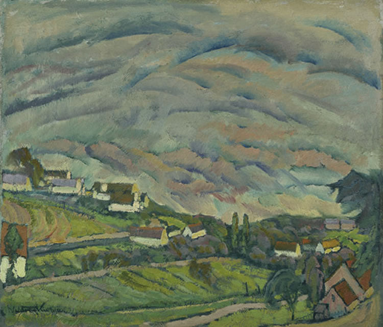 andscape with houses and stormy skies by Johann Walter-Kurau,A3(16x12")Poster