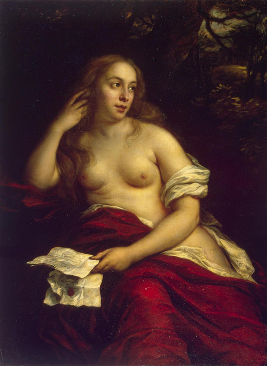 Bathsheba with King David's Letter, vintage artwork by Govaert Flinck, 12x8" (A4) Poster