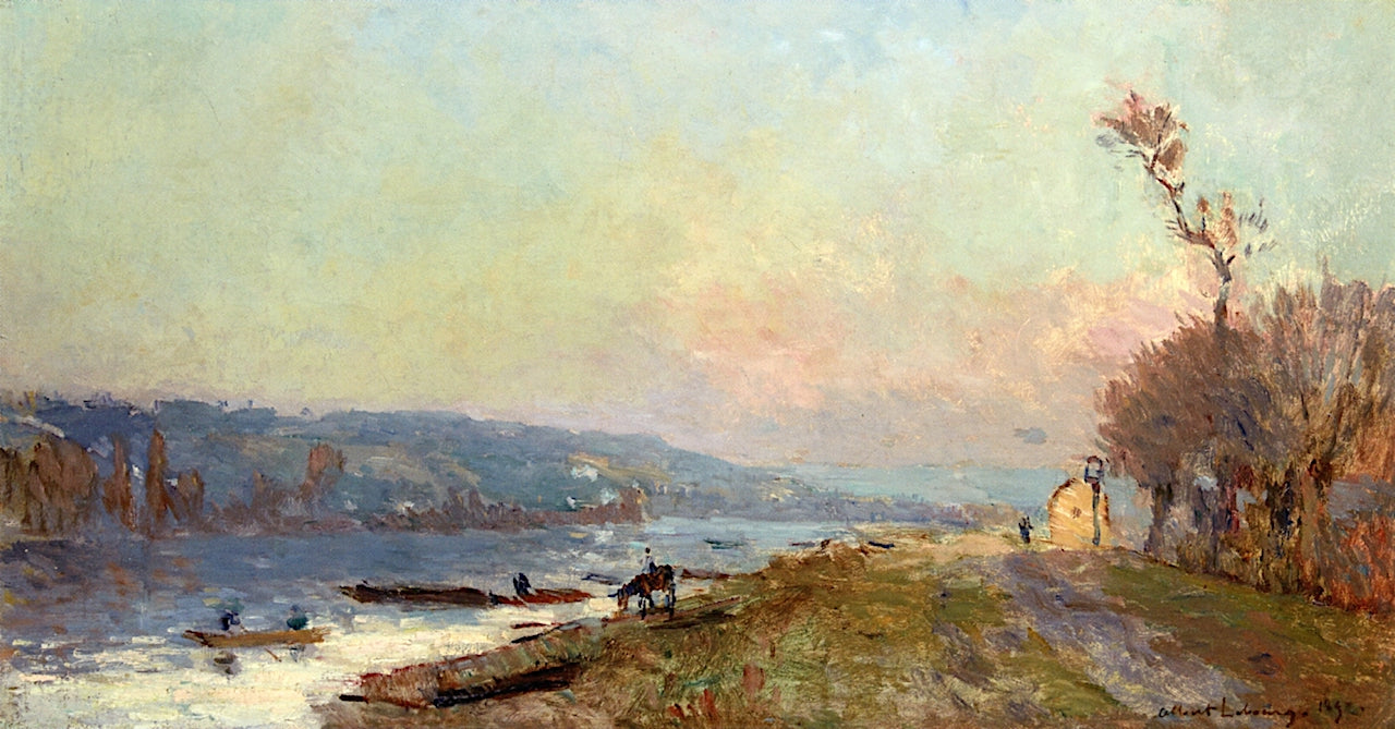 Banks of the Seine at Saint-Cloud, vintage artwork by Albert Lebourg, 12x8" (A4) Poster