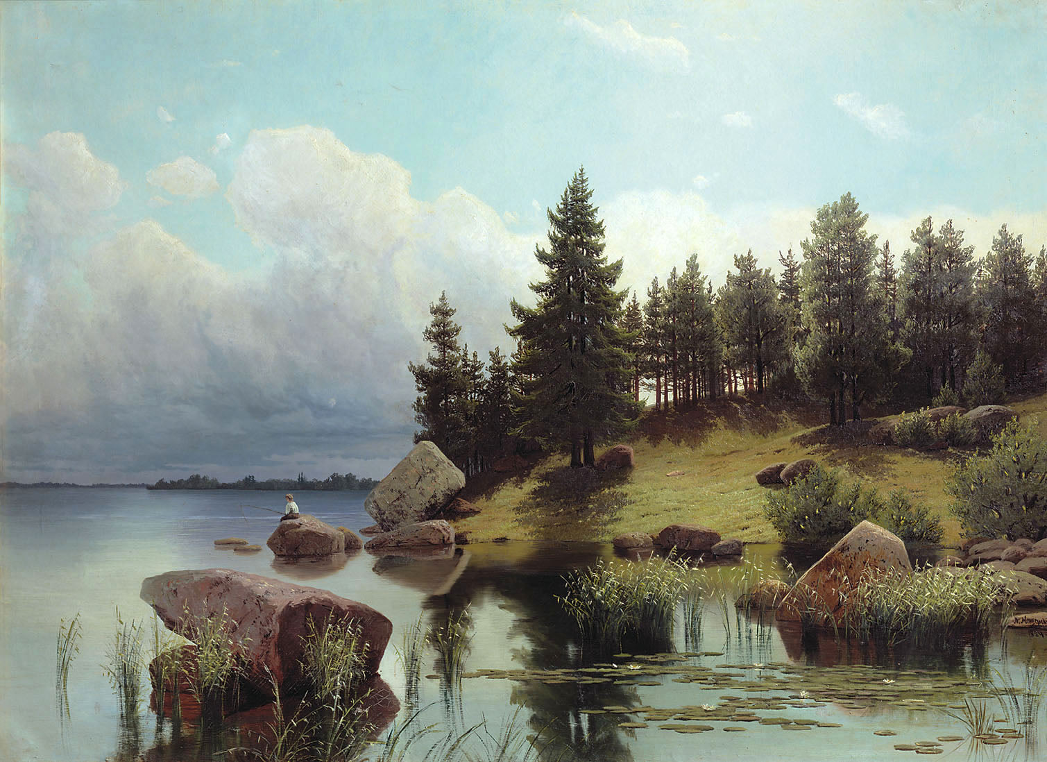 Forest Lake, vintage artwork by Arseny Meschersky, 12x8" (A4) Poster