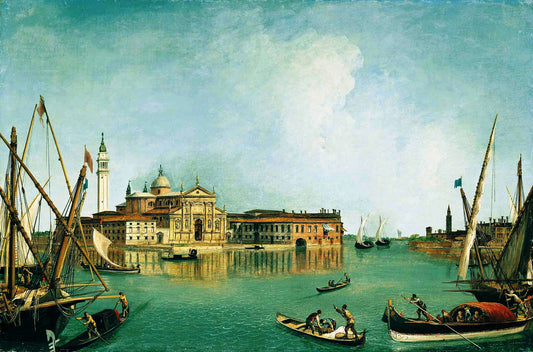 Venise, San Giorgio Island, vintage artwork by Michele Giovanni Marieschi, 12x8" (A4) Poster