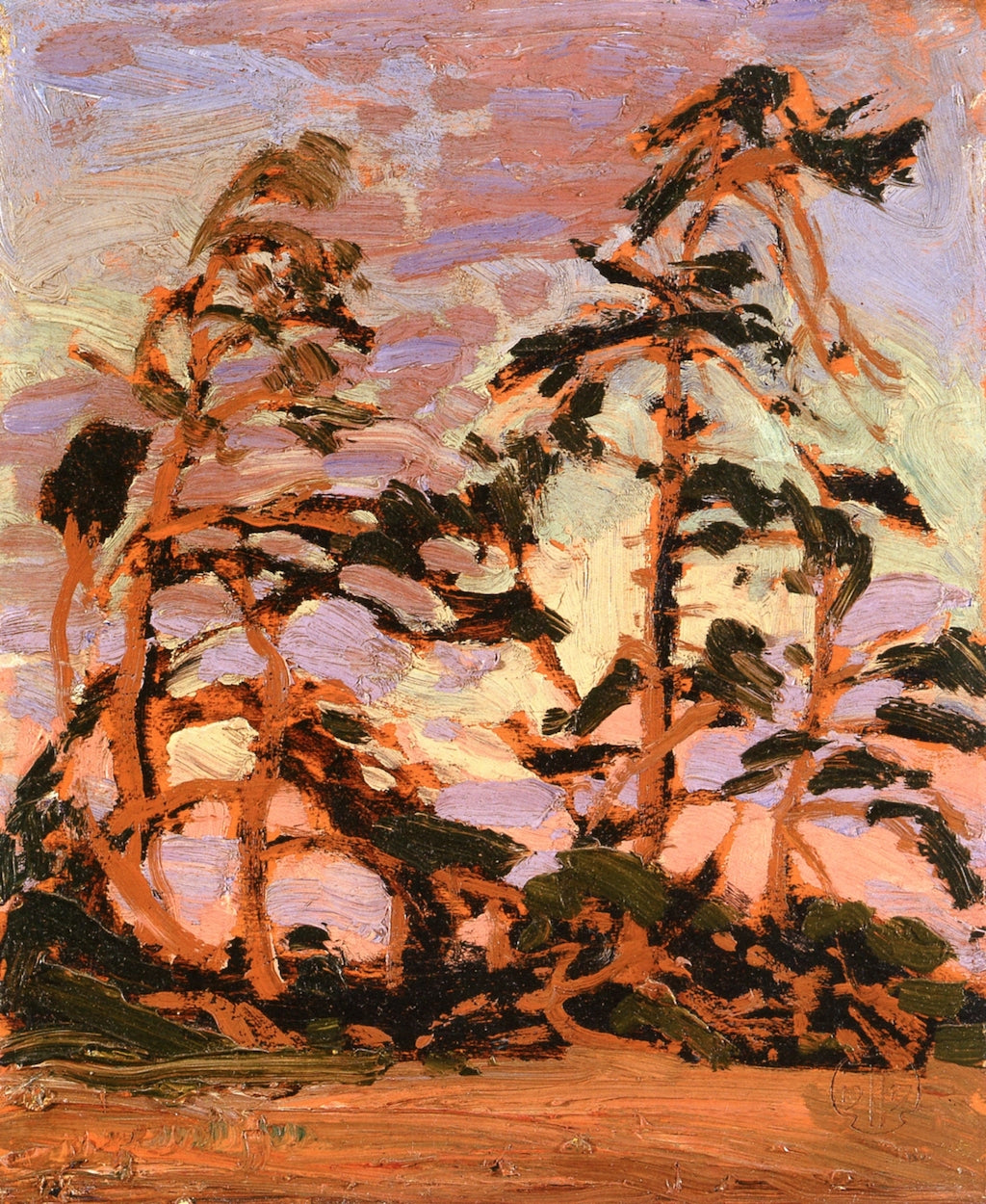 Evening, Pine Island, vintage artwork by Tom Thomson, 12x8" (A4) Poster