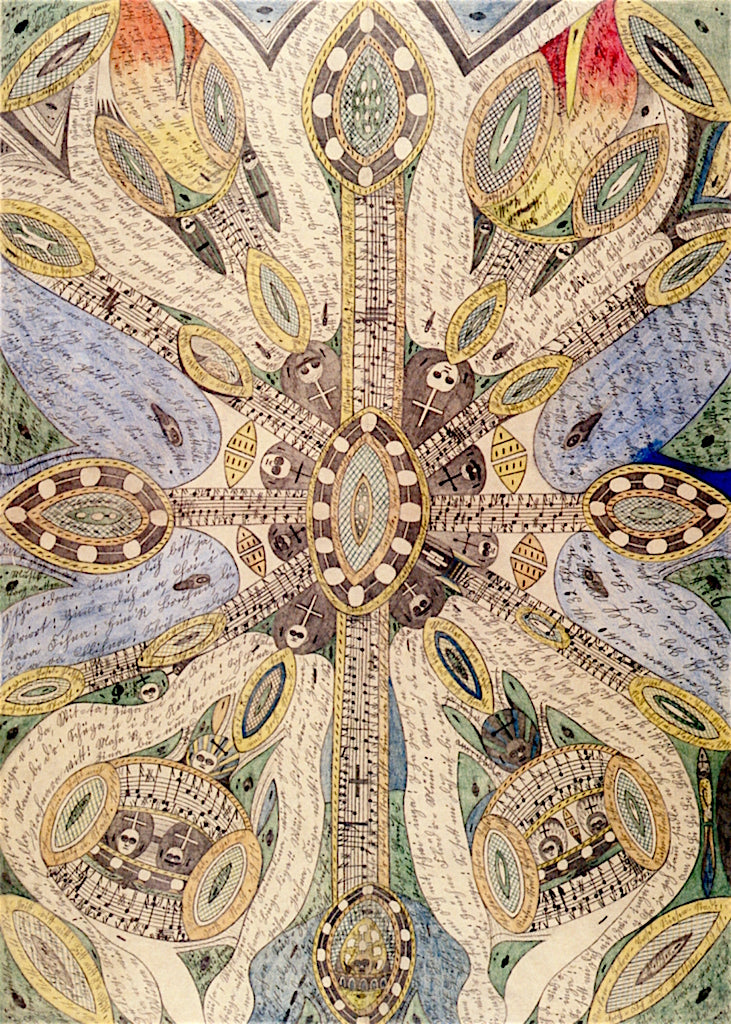 English-Great British Colonial District, Neveranger Island, vintage artwork by Adolf Wölfli, 12x8" (A4) Poster