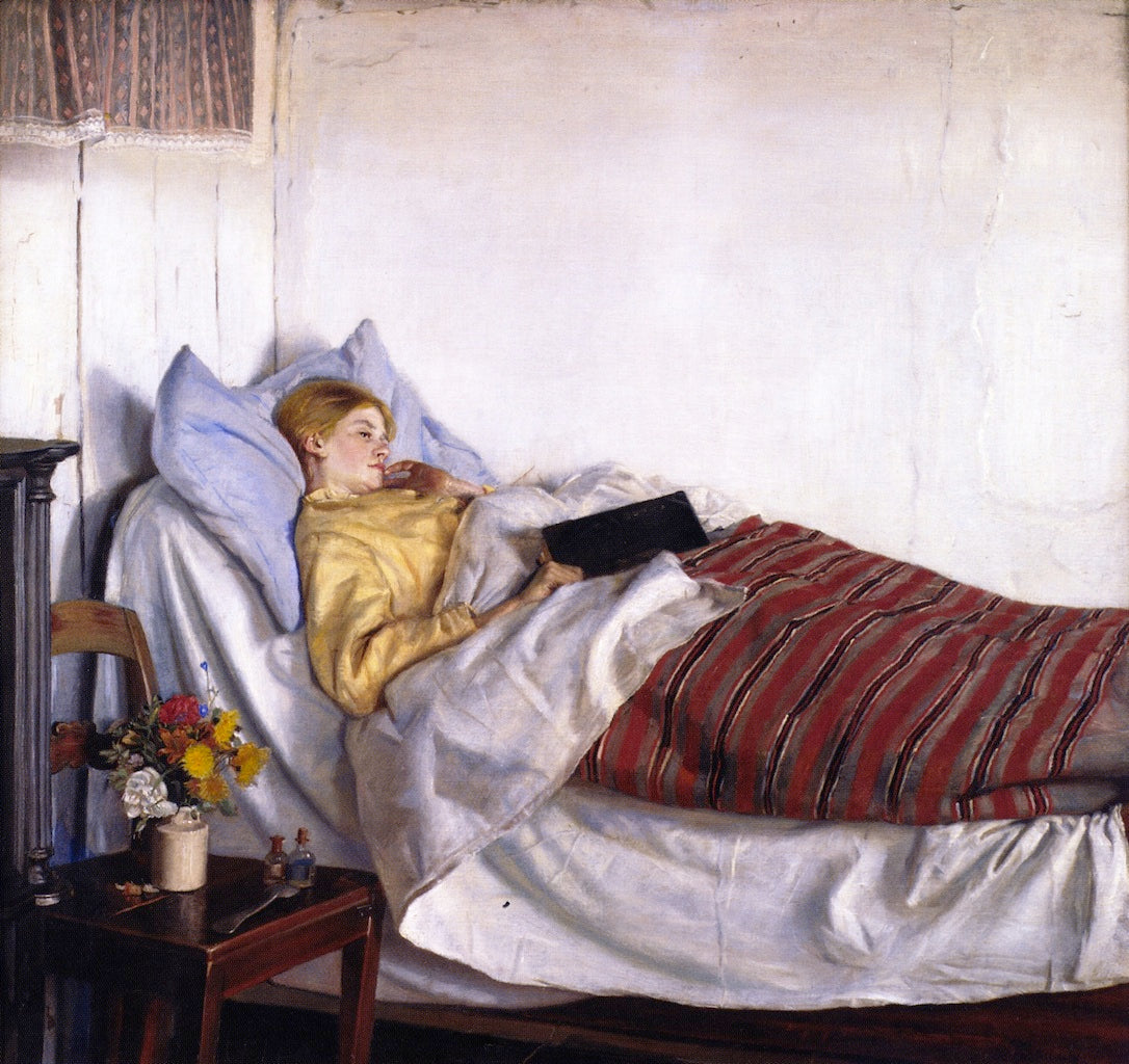 The Sick Girl, vintage artwork by Michael Peter Ancher, 12x8" (A4) Poster