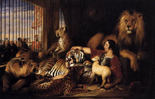 Isaac van Amburgh and his Animals, vintage artwork by Sir Edwin Landseer, A3 (16x12") Poster Print