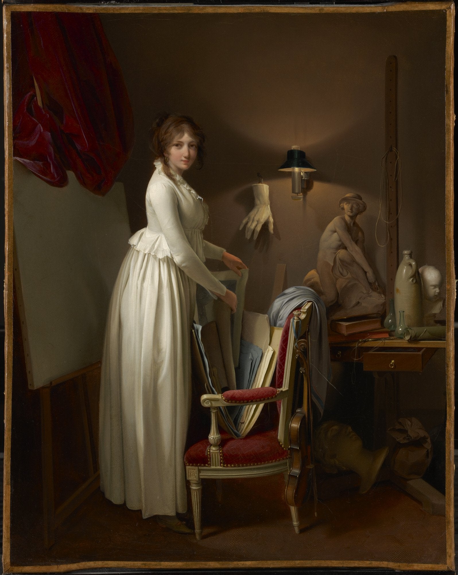 The Artist's Wife in His Studio, vintage artwork by Louis-Leopold Boilly, 12x8" (A4) Poster