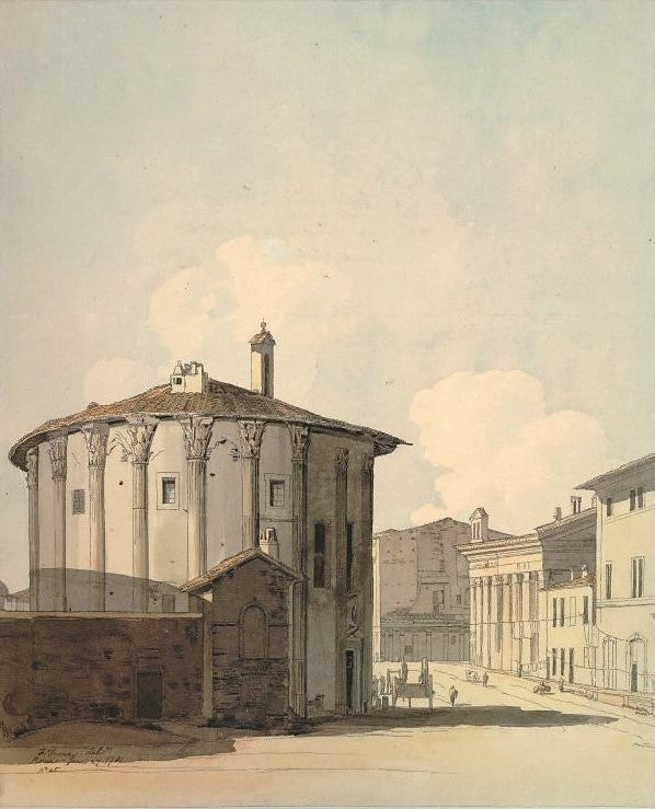 The Temple of Vesta, vintage artwork by Francis Towne, 12x8" (A4) Poster