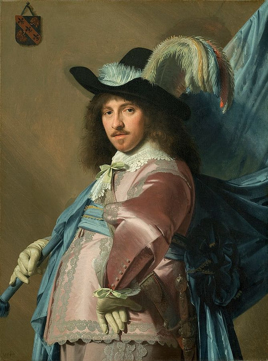Andries Stilte as a Standard Bearer, vintage artwork by Jan Cornelisz. Verspronck, 12x8" (A4) Poster