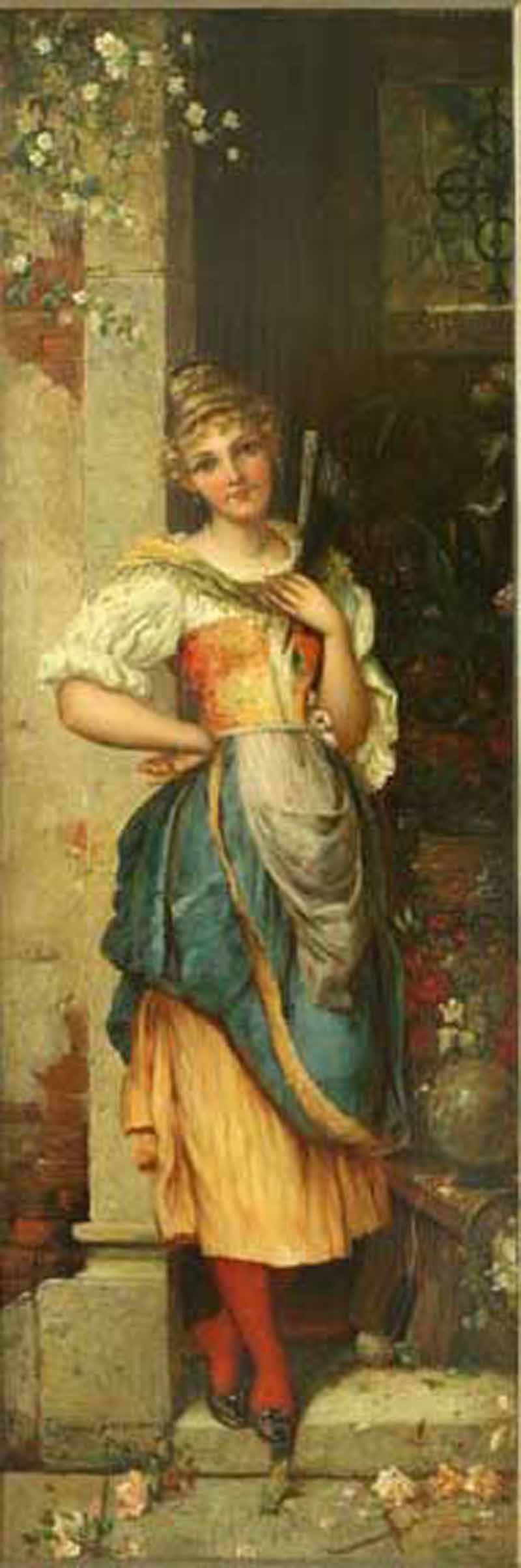 Woman standing on the stoop by Emile Eisman-Semenowsky,A3(16x12")Poster