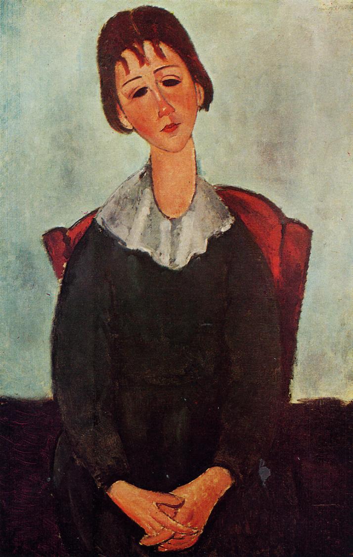 Girl on a Chair, vintage artwork by Amedeo Modigliani, 12x8" (A4) Poster