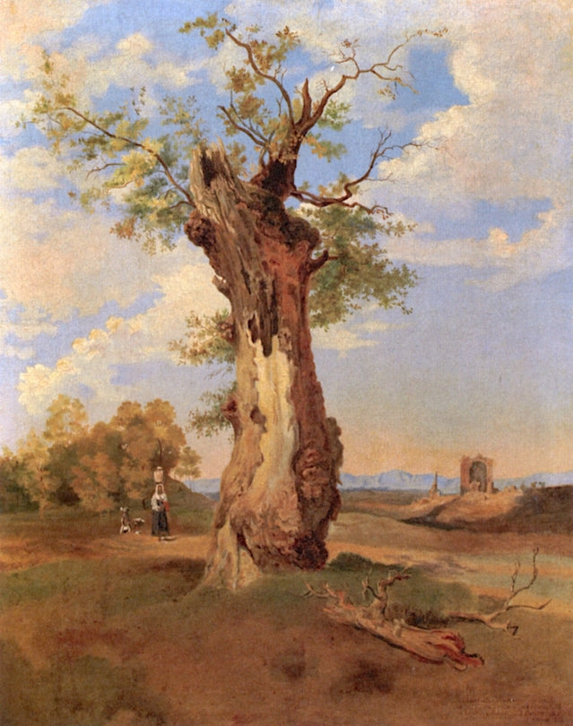 Landscape with Ruins and Water Carriers, vintage artwork by Eugenio Landesio, A3 (16x12") Poster Print