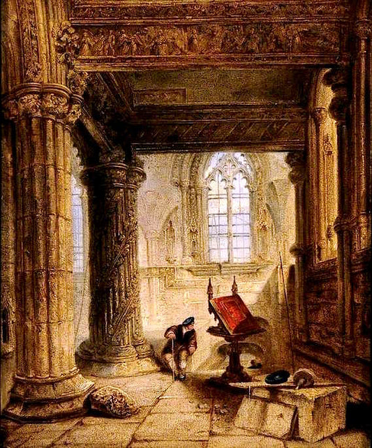 Rosslyn Chapel, vintage artwork by George Cattermole, A3 (16x12") Poster Print