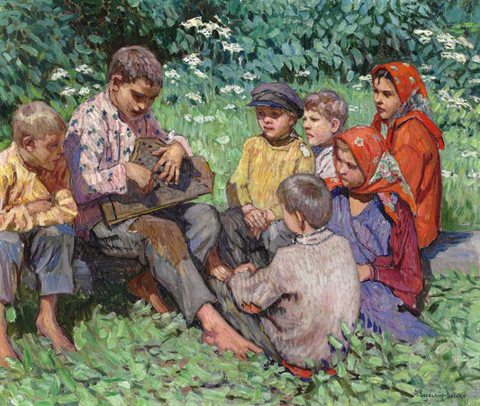 Cither Playing by Nikolai Petrovich Bogdanov-Belsky,A3(16x12")Poster
