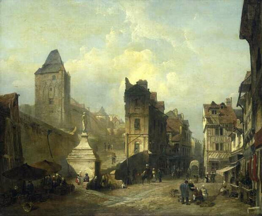La place de la Barre à Dieppe en 1838, vintage artwork by Clarkson Frederick Stanfield, A3 (16x12") Poster Print