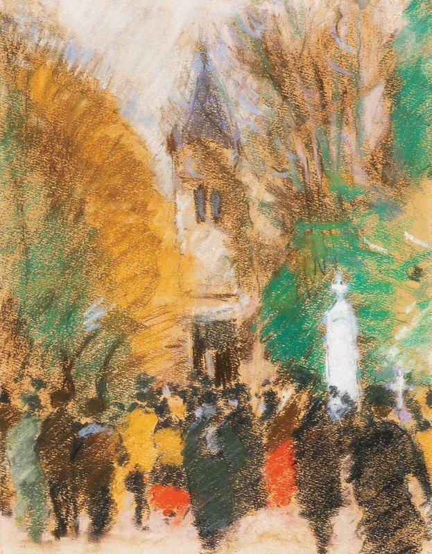 At the Temple Square by Jozsef Rippl-Ronai,A3(16x12")Poster