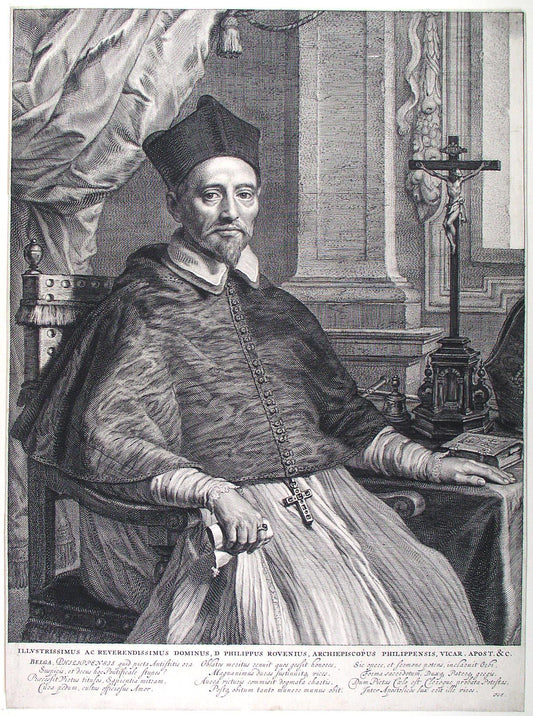 Dutch apostolic vicar and bishop Philippus Rovenius, vintage artwork by Cornelis Visscher, 12x8" (A4) Poster