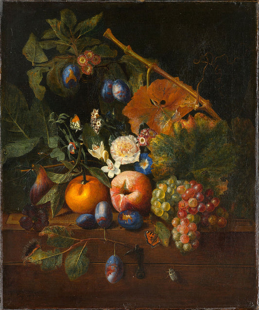 Still Life with Fruits, vintage artwork by Peeter Snyers, 12x8" (A4) Poster