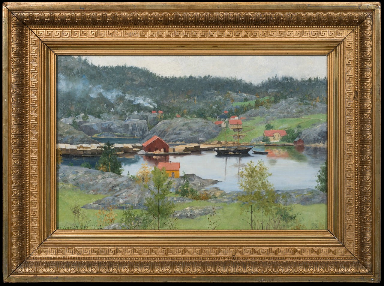 Fiord Landscape, vintage artwork by Sophie Thomesen Werenskiold, 12x8" (A4) Poster