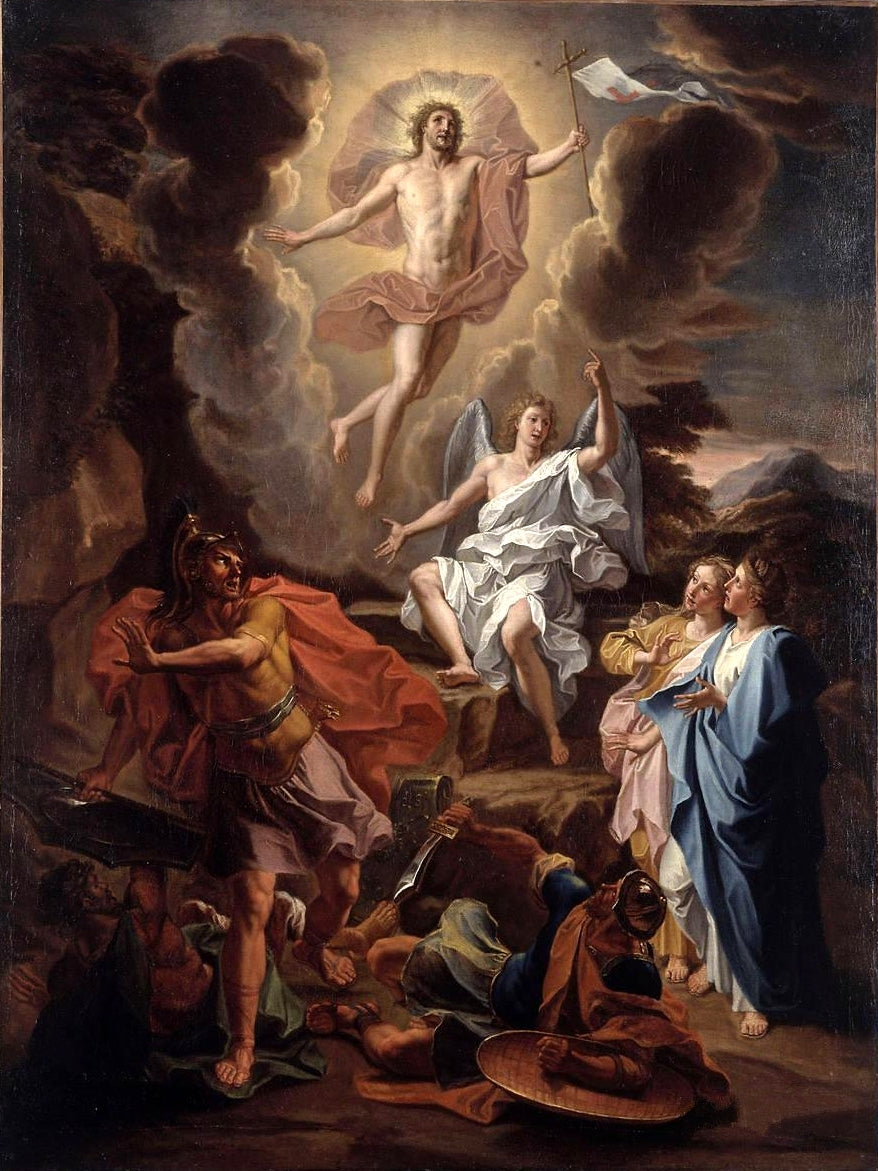 The Resurrection (small version), vintage artwork by Noël Coypel I, 12x8" (A4) Poster