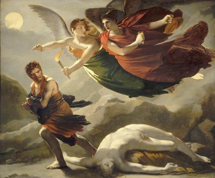 Justice and Vengeance Pursuing Crime, vintage artwork by Pierre-Paul Prud'hon, 12x8" (A4) Poster