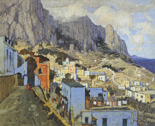 Capri in Winter, vintage artwork by Konstantin Gorbatov, 12x8" (A4) Poster