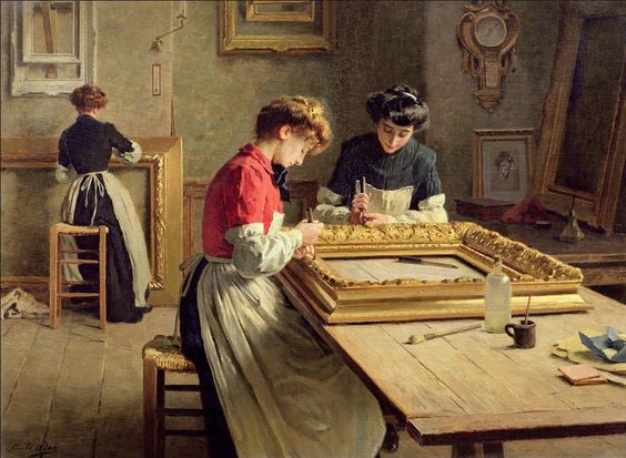 Gilding Frames, vintage artwork by Louis-Emile Adan, 12x8" (A4) Poster
