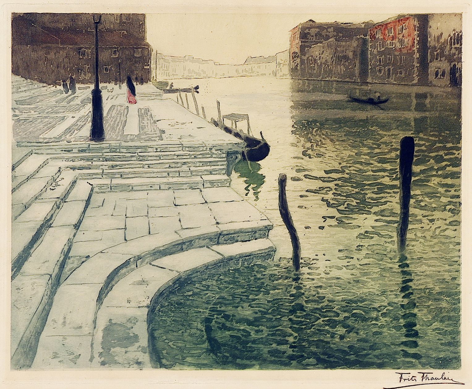 Marble staircase, vintage artwork by Fritz Thaulow, 12x8" (A4) Poster