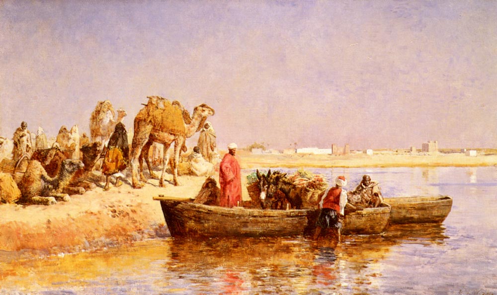 Along The Nile, vintage artwork by Edwin Lord Weeks, 12x8" (A4) Poster