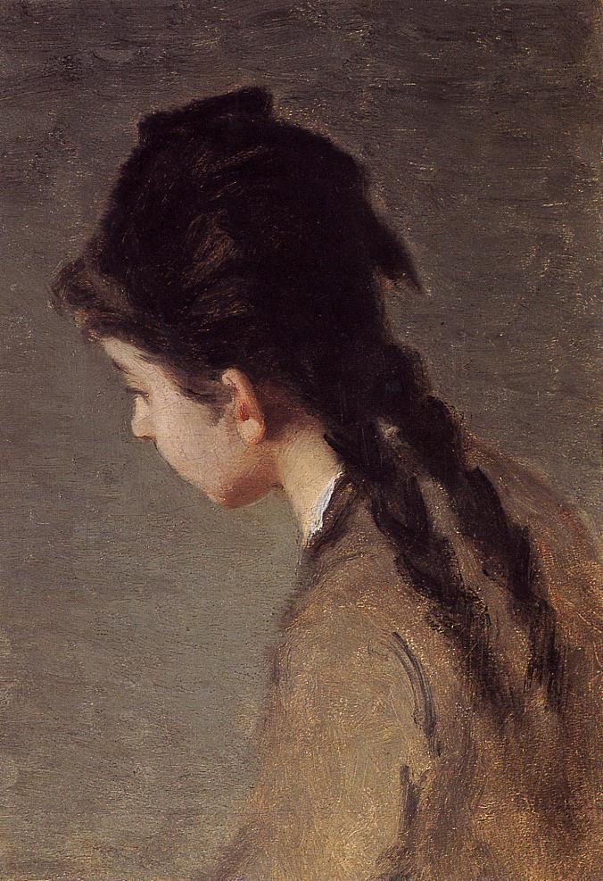 Portrait of Jeanne Gonzales in Profile, vintage artwork by Eva Gonzales, 12x8" (A4) Poster